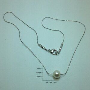 White Cultured Pearl Sterling Silver Chain